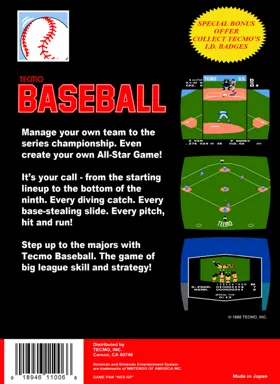 Tecmo Baseball (USA) box cover back